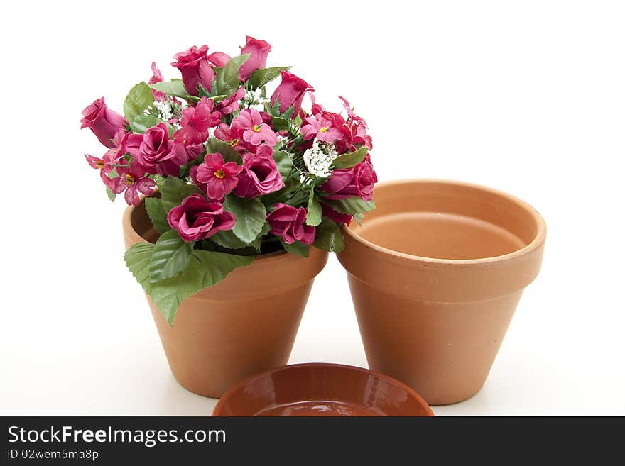 Ceramics flowerpots with flower jewelry