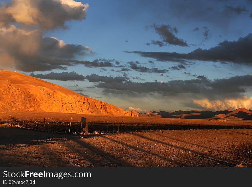 Scenery of mountains at sunset in Tibet. Scenery of mountains at sunset in Tibet