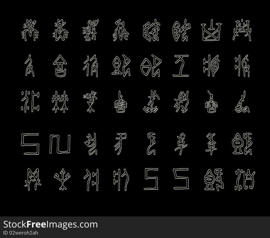 A set of old ancient oracle symbols or words. A set of old ancient oracle symbols or words