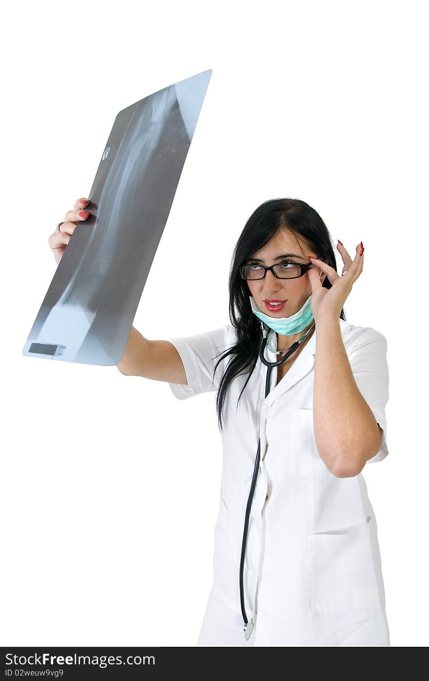 Cute nurse holding a xray scan