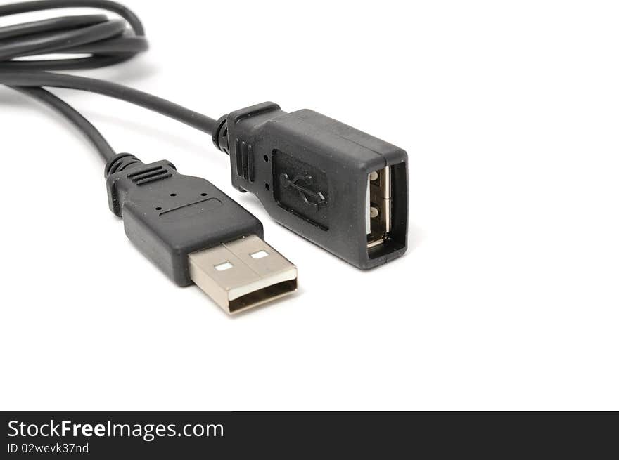 A USB cable on a white background