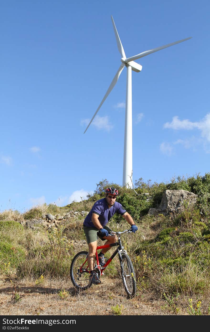 Biker in action on a sigle track