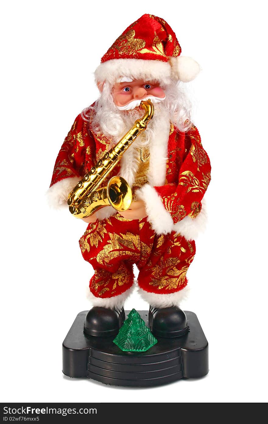 Toy santa claus play the saxophone