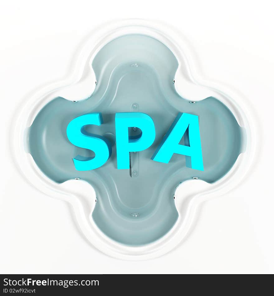 Spa logo with bath and blue letters. Spa logo with bath and blue letters