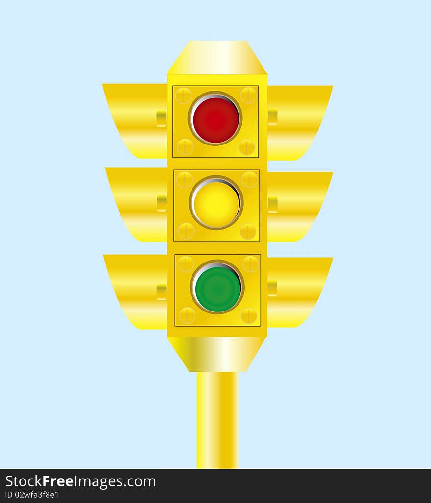 Yellow traffic light for regulation of the moving the transport on road