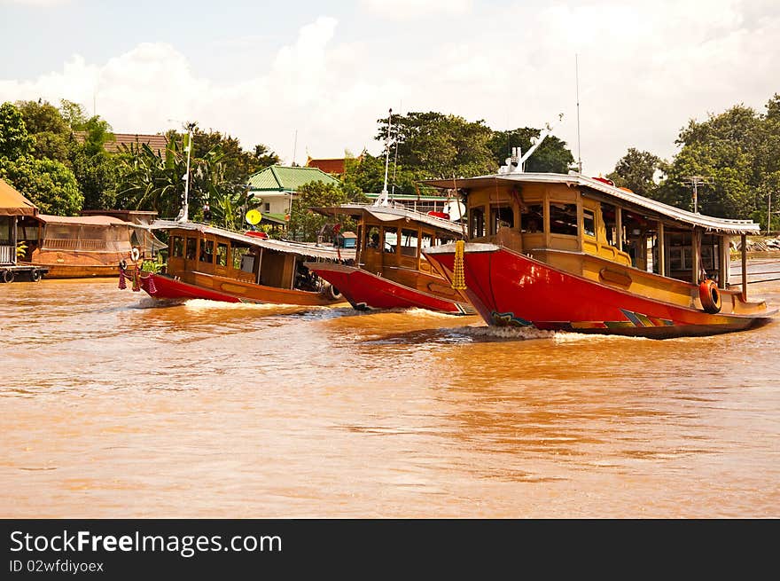 Transport ship in the Chao Phraya River Thailand.