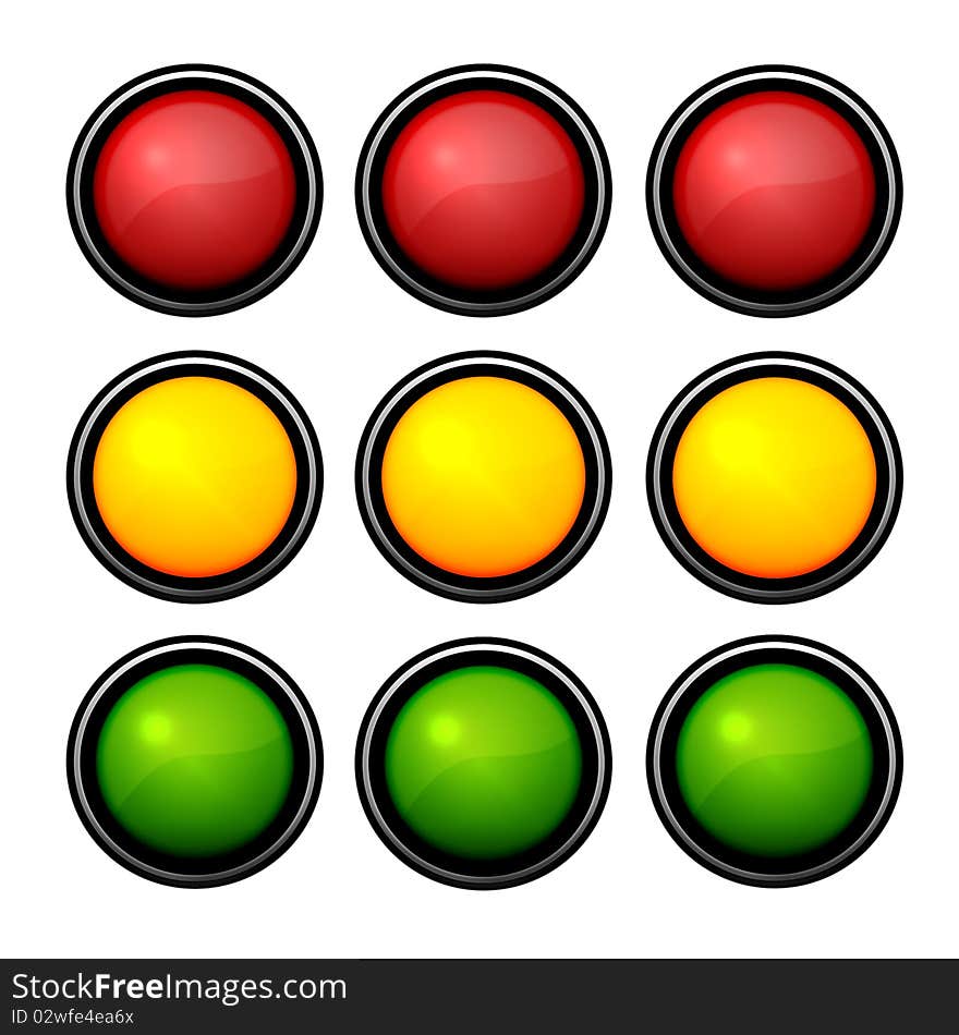 Image bringing nine colored balls in three files for three columns