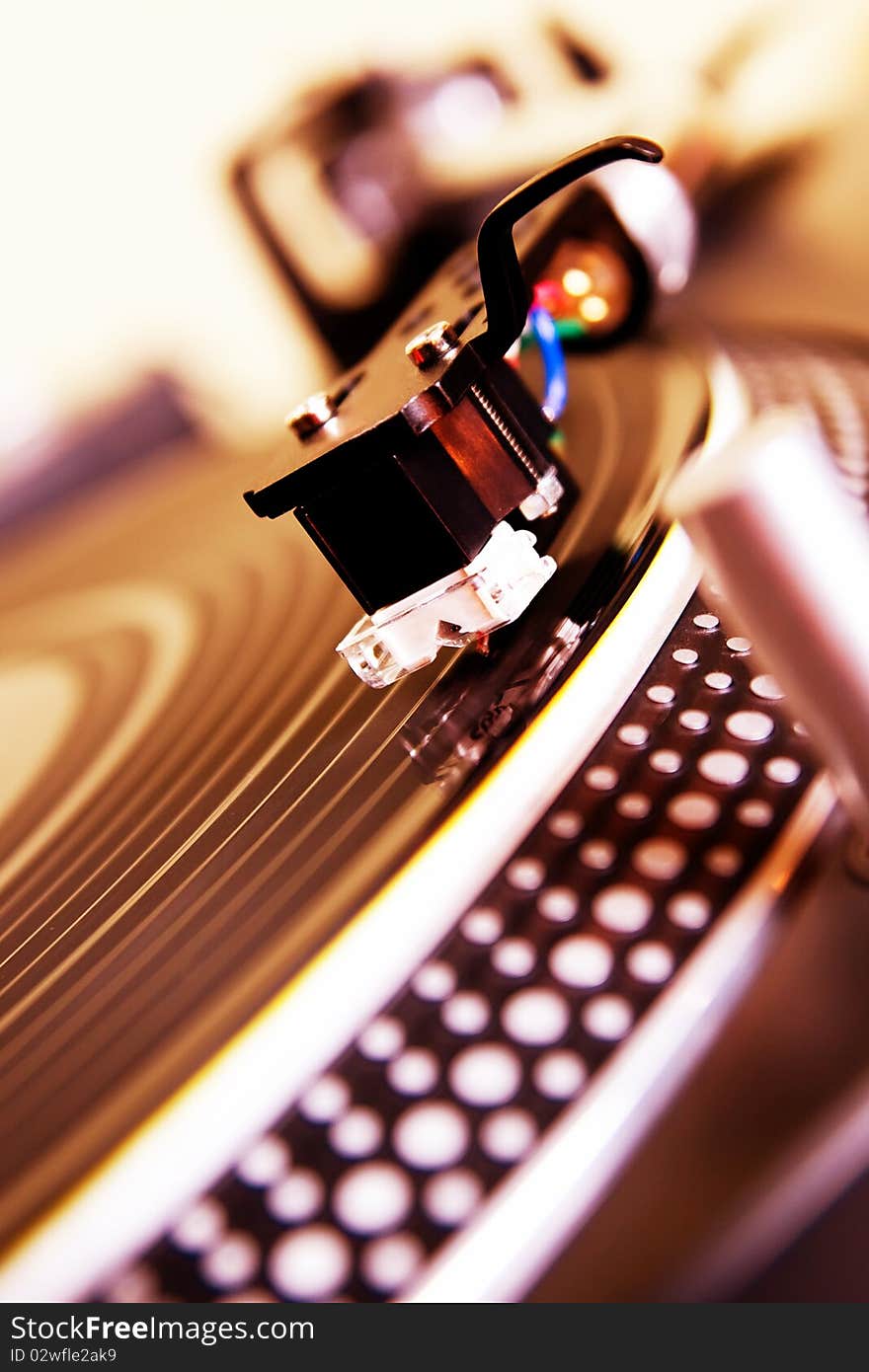 Turntable playing vinyl record