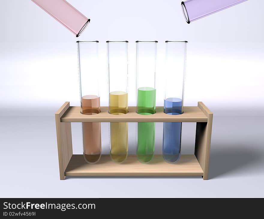 Mixing Chemicals In Multi Colour Test Tubes