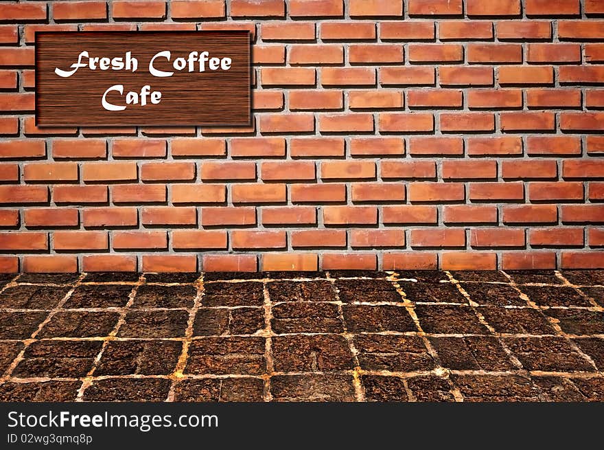 Coffee cafe as brickwall pattern background