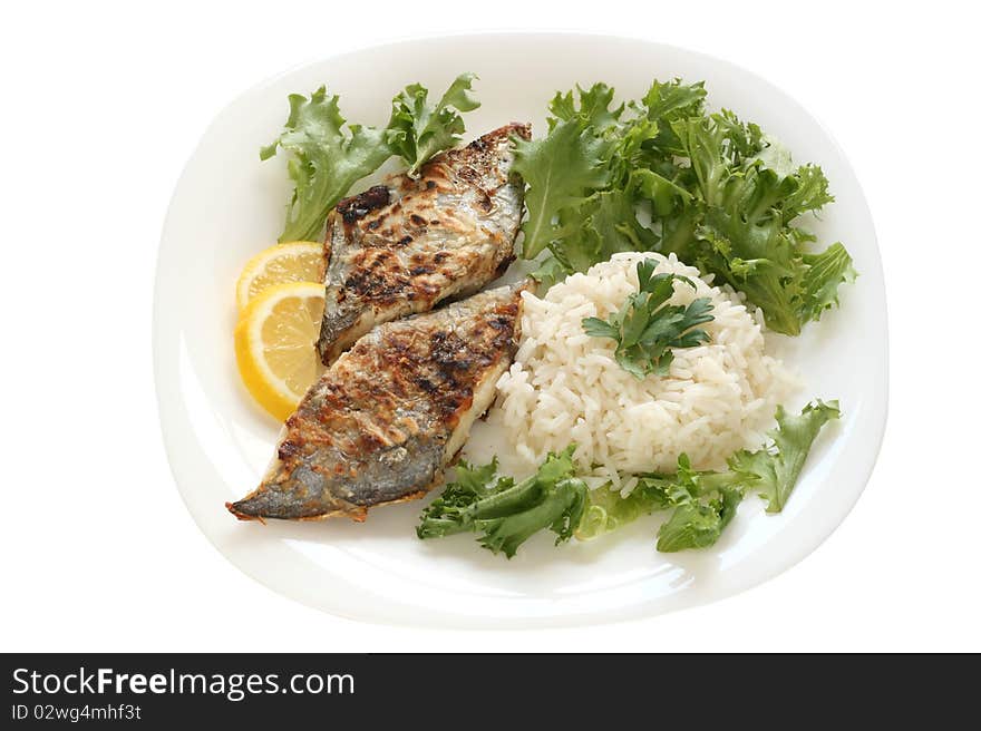 Fried flounder with rice