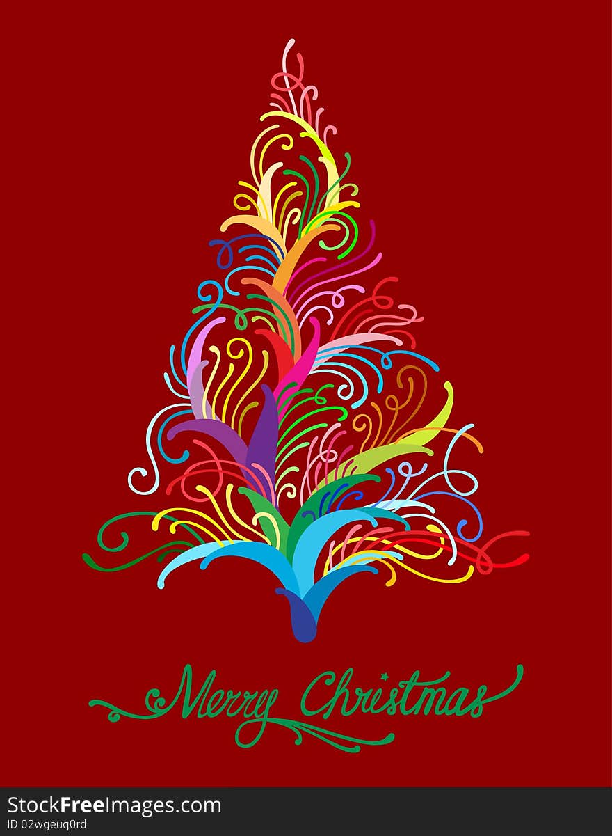 Vector illustration of colorful christmas tree