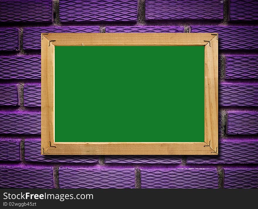 Green board and the violet background , add your text on the blank