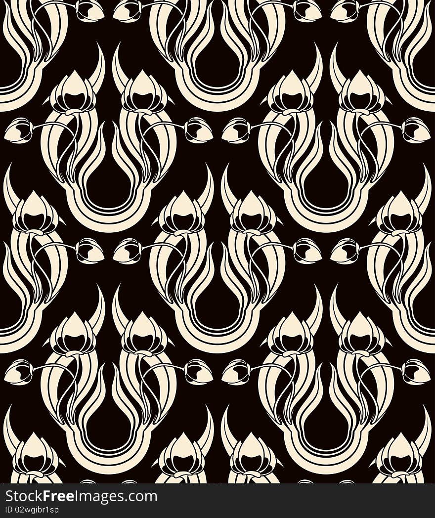 Seamless pattern with stylized tulips