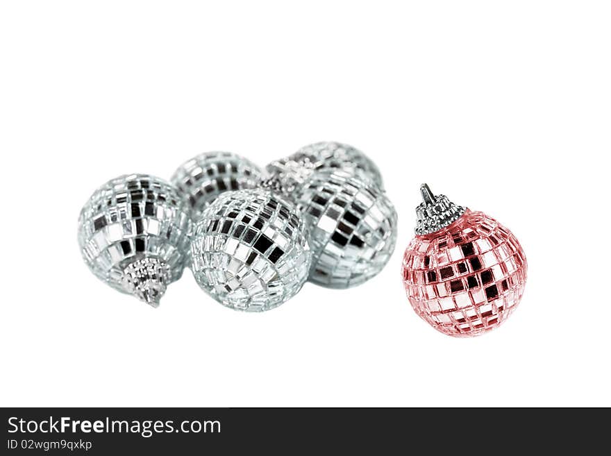 Group of mirror christmas balls isolated on white. Group of mirror christmas balls isolated on white