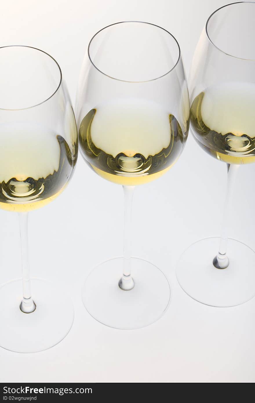 Still life of wineglasses with white wine