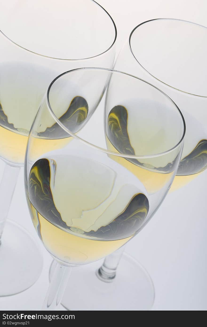 Still life of wineglasses with white wine