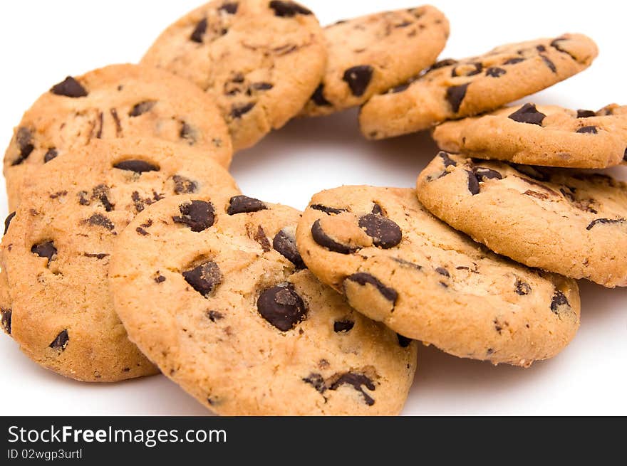 The image of round cookies with chocolate