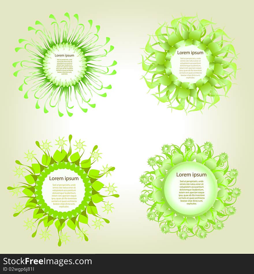 Set of designed grass into green cards of grass. Set of designed grass into green cards of grass