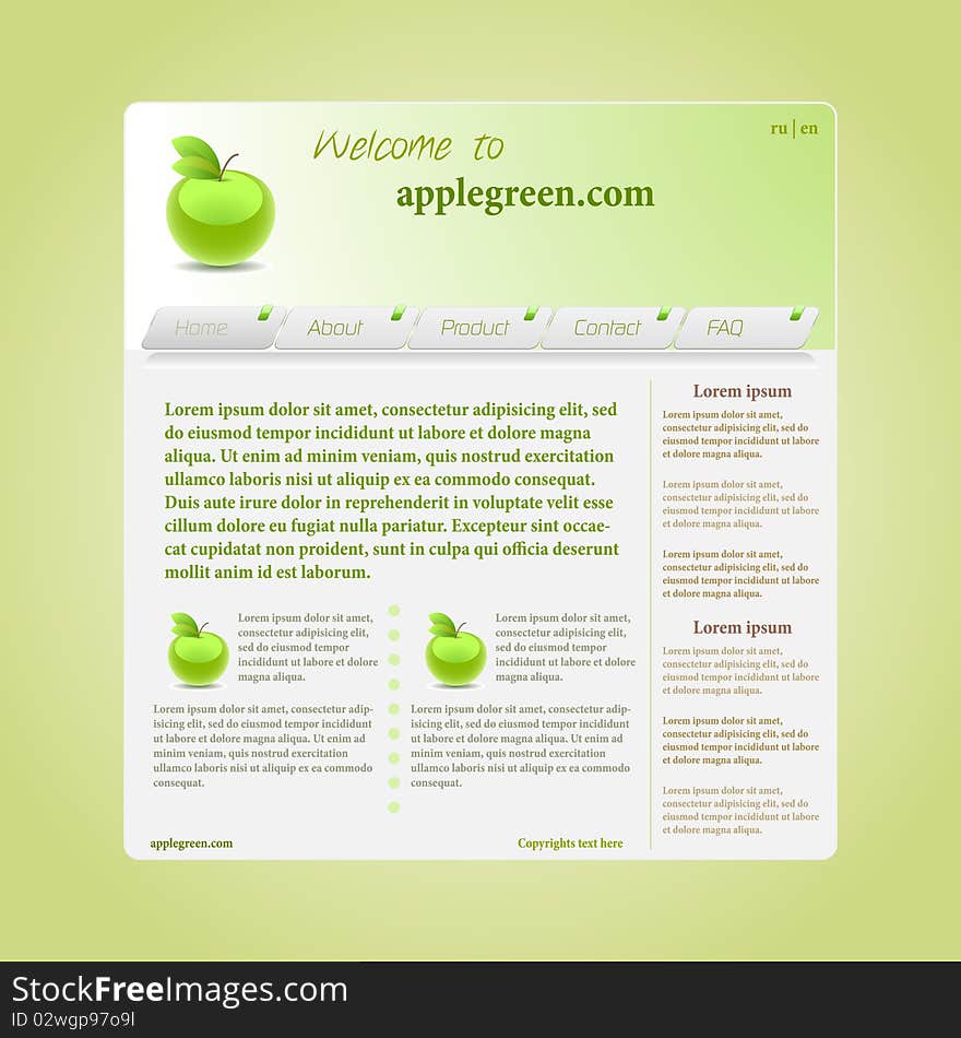 Website template with green apple design