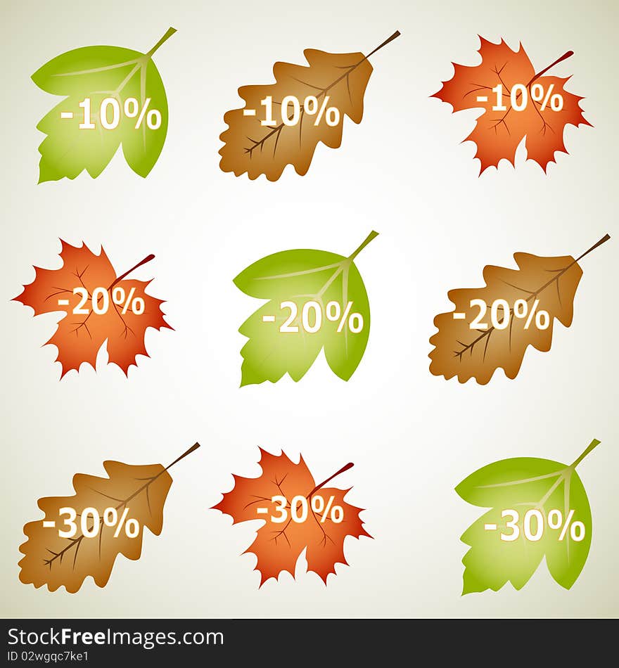 Autumnal discount elements. Vector illustration