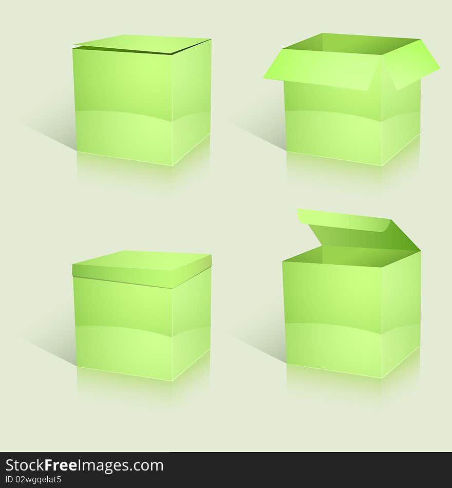 Set Of Green Vector Boxes