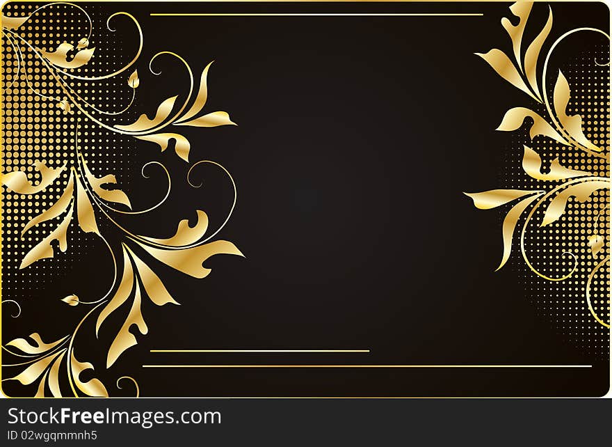 Vintage floral background with golden element