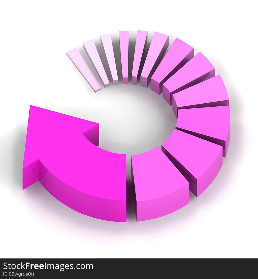 A Colourful 3d Rendered Pink Circular Arrow Illustration. A Colourful 3d Rendered Pink Circular Arrow Illustration