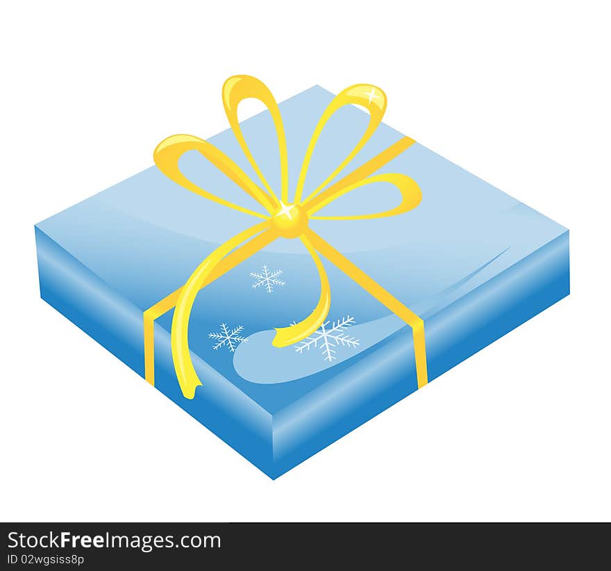 Vector illustration: blue box with yellow ribbon. Vector illustration: blue box with yellow ribbon.