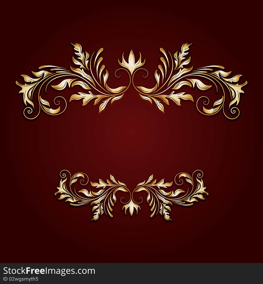 Vintage floral background with golden element