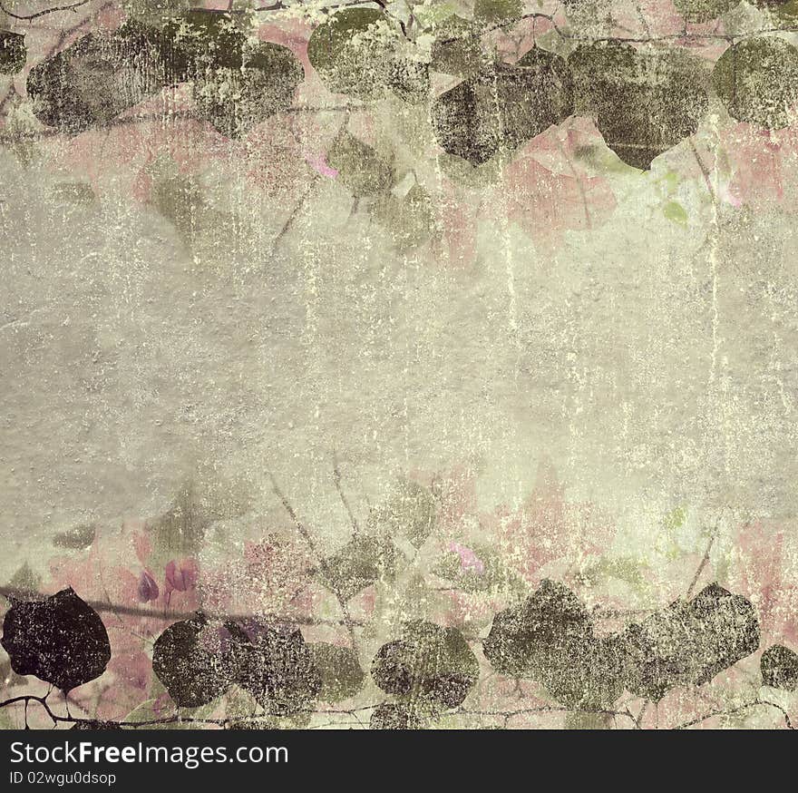 Grunge pastel pink bougainvillea foliage frame