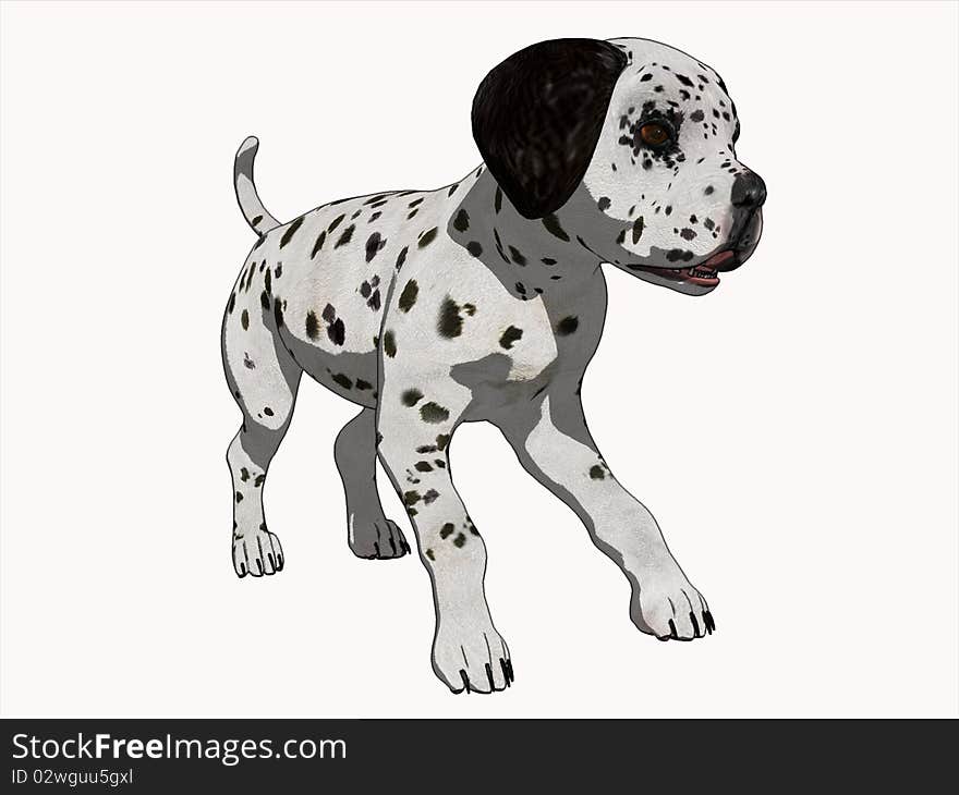 3D Cartoon Render Dalmation Puppy