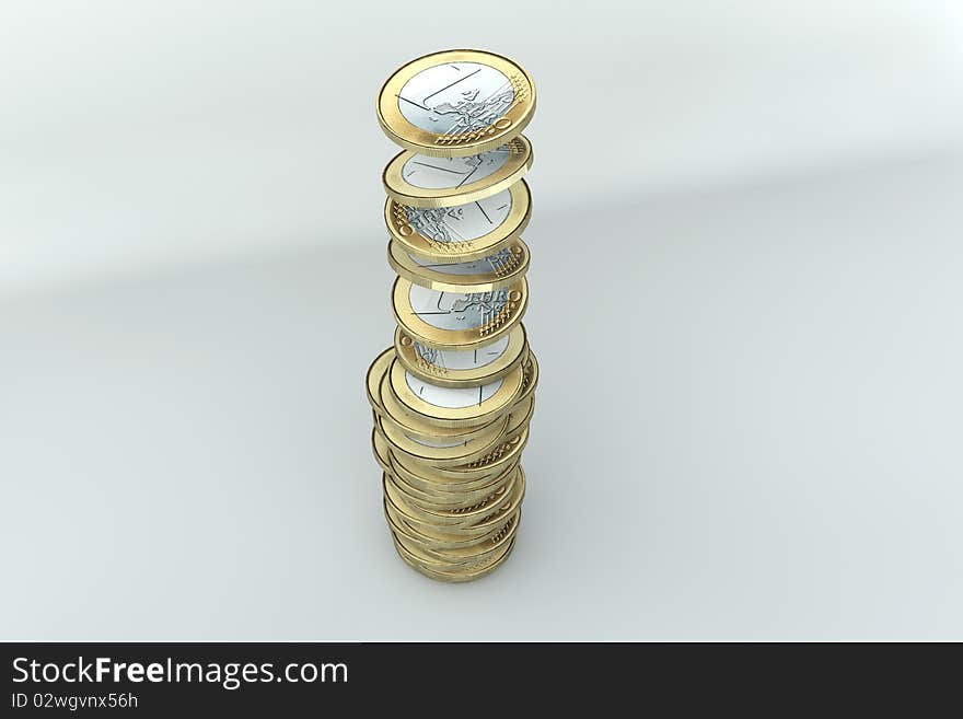 Illustration of a stack one euro coins