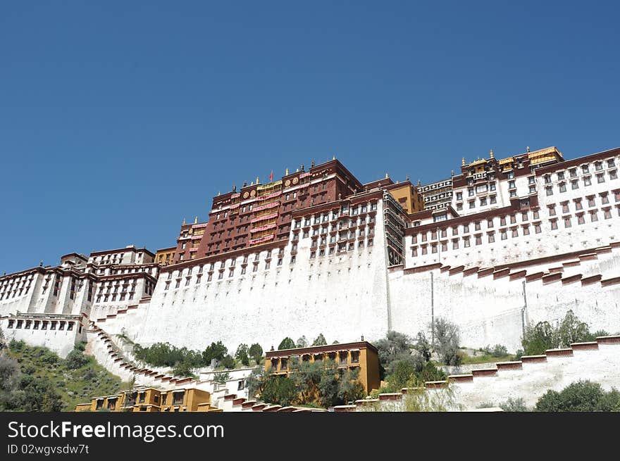 Close-up view of the famous Potala Palace in Lhasa,Tibet.Details. Close-up view of the famous Potala Palace in Lhasa,Tibet.Details.