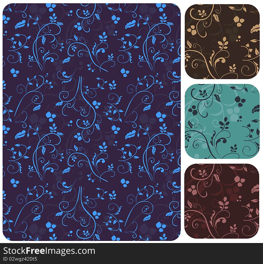 Set of victorian floral vector seamless patterns. Set of victorian floral vector seamless patterns