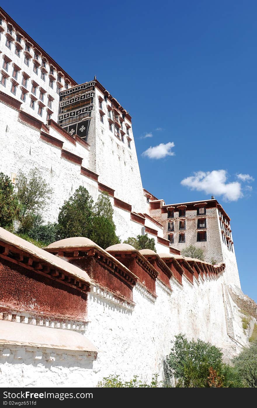 Close-up view of the famous Potala Palace in Lhasa,Tibet.Details. Close-up view of the famous Potala Palace in Lhasa,Tibet.Details.