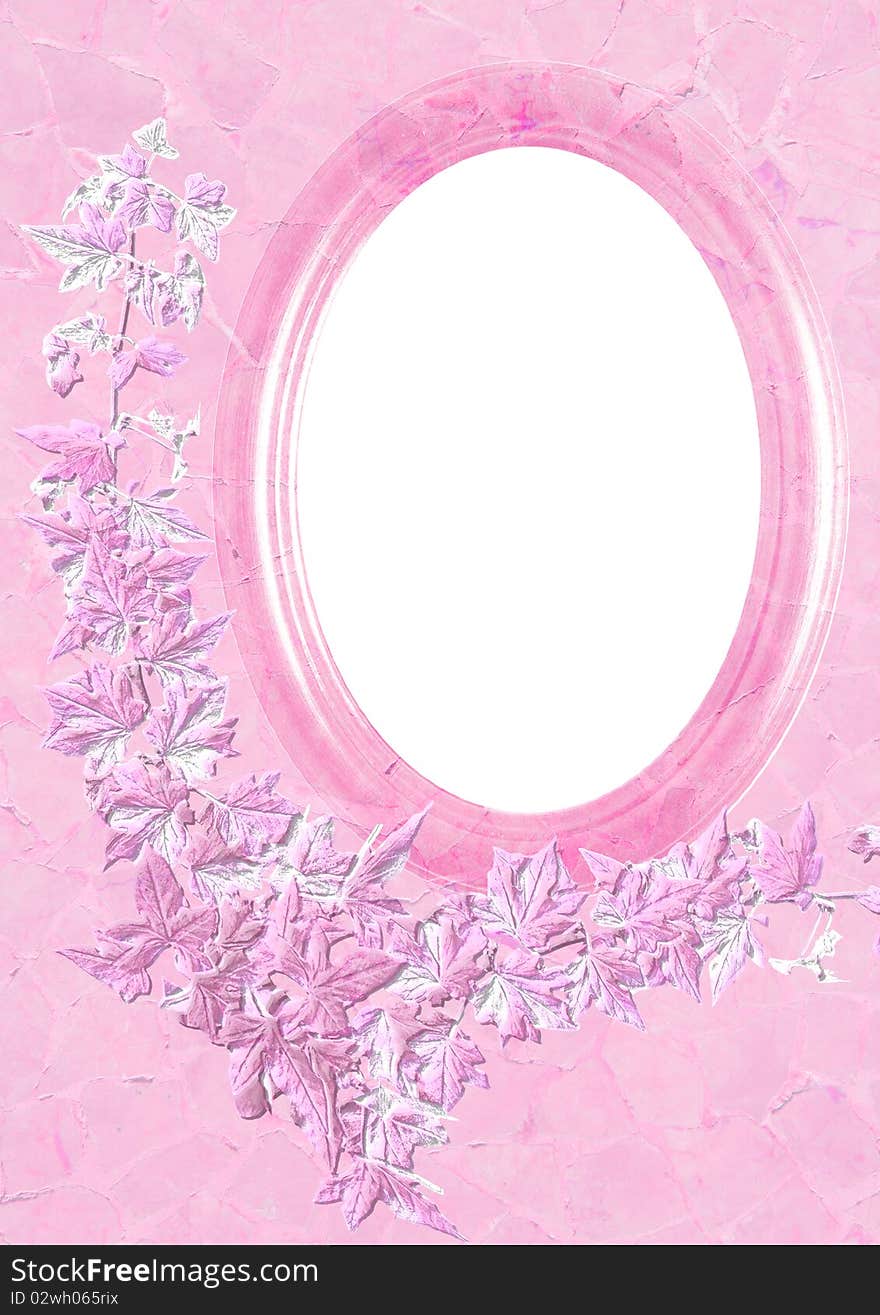 Pink oval frame with floral decoration - background for your text or picture. Pink oval frame with floral decoration - background for your text or picture