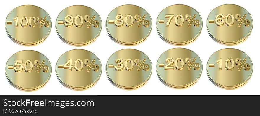 Golden percentage icons - Business, success concept