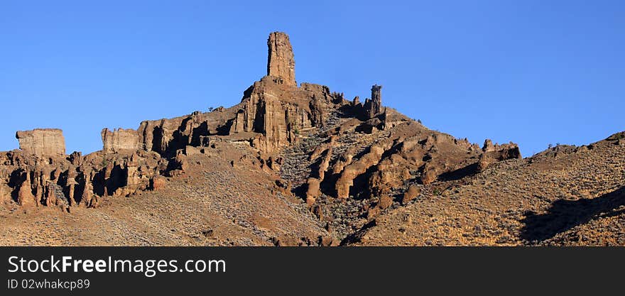 Panoramic landscape of rock formations near Cody Wyoming