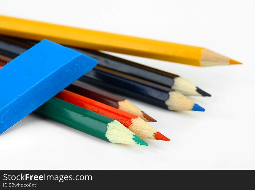 Crayons on a white background. Crayons on a white background