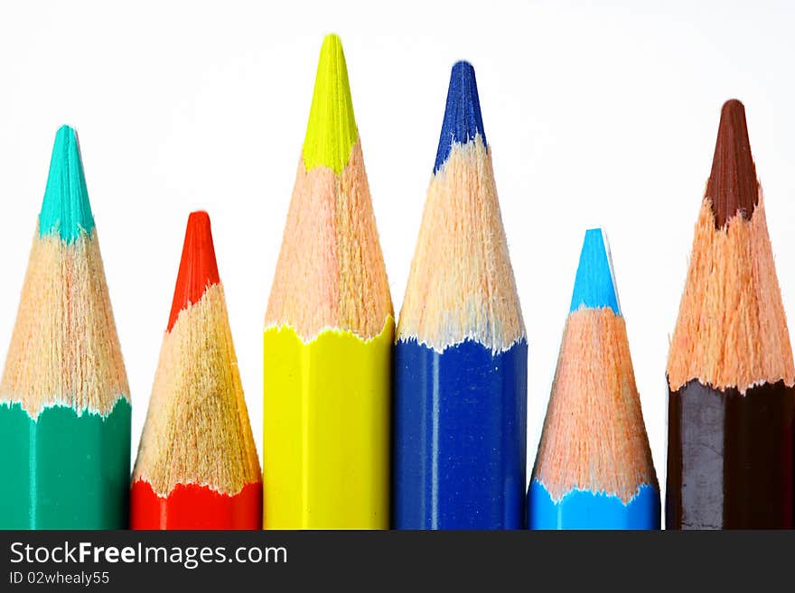 Crayons on a white background. Crayons on a white background