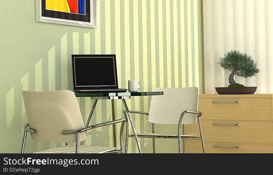 Modern Office Interior in a warm morning light