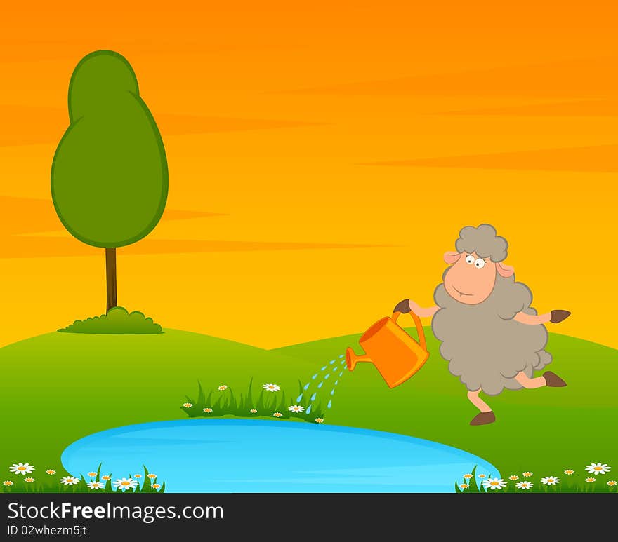 Cartoon funny sheep