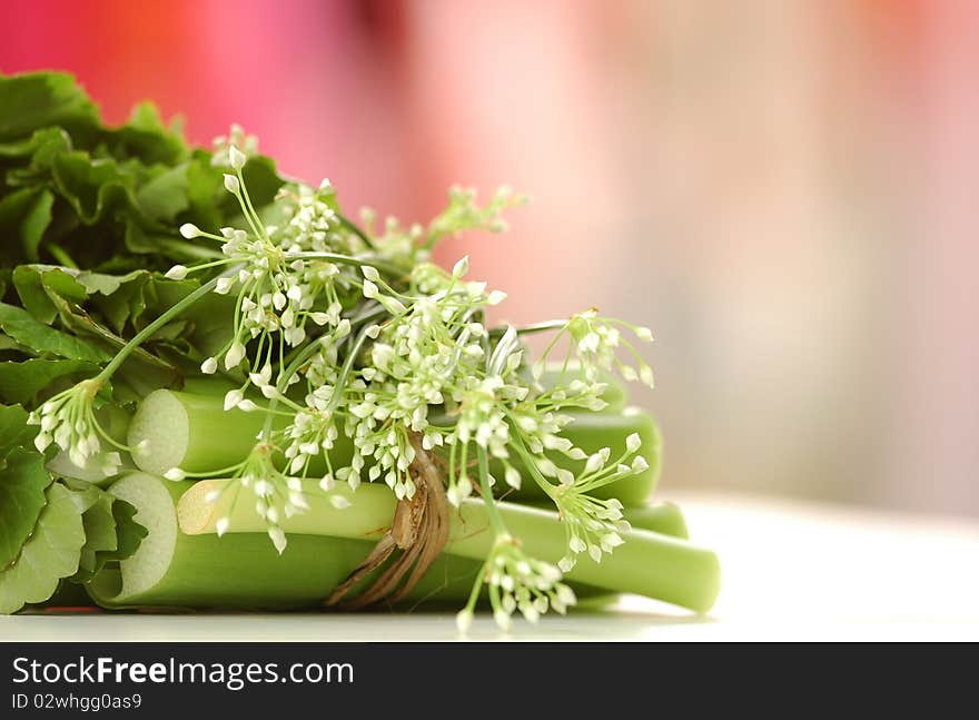 Chive Flowers (Dok Gui Chai) are the flowering tips of chives and are used in stir-fries.