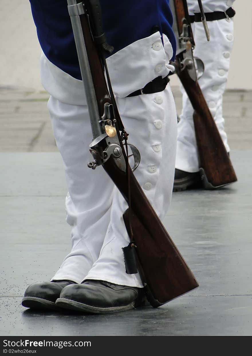 French soldiers with a musket