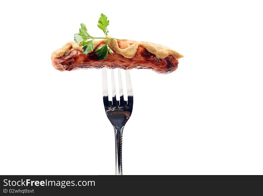 Sausage on a fork