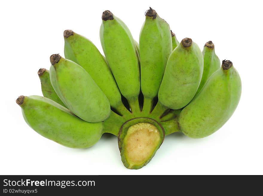 A bunch bananas on white background.