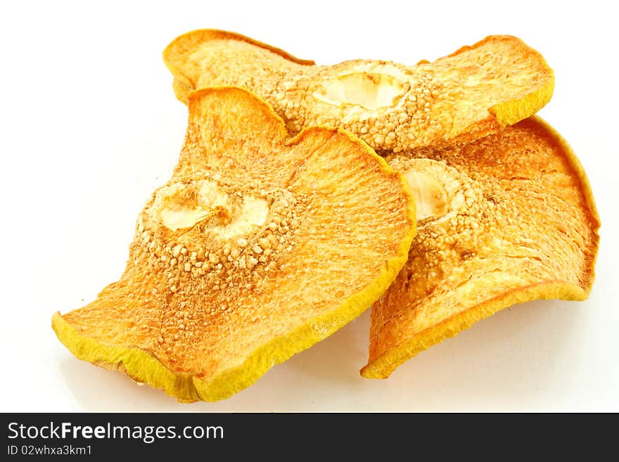 Dried apples on a white background