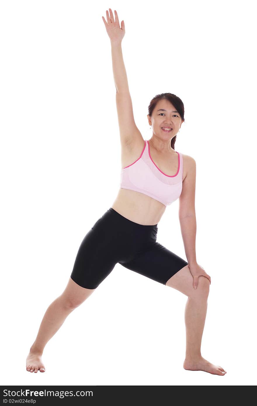 An Asian woman doing aerobics workout. An Asian woman doing aerobics workout