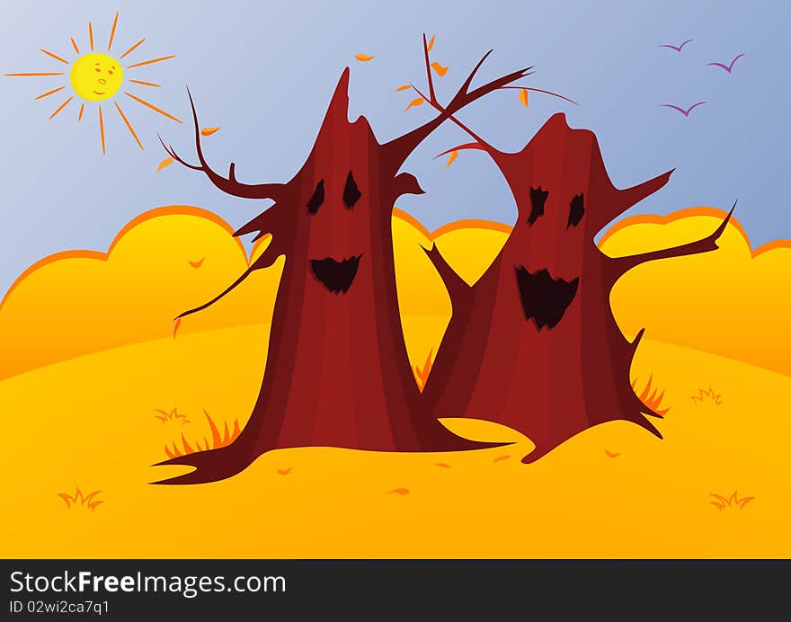 Vector illustration of magic autumn trees. This is  illustration.